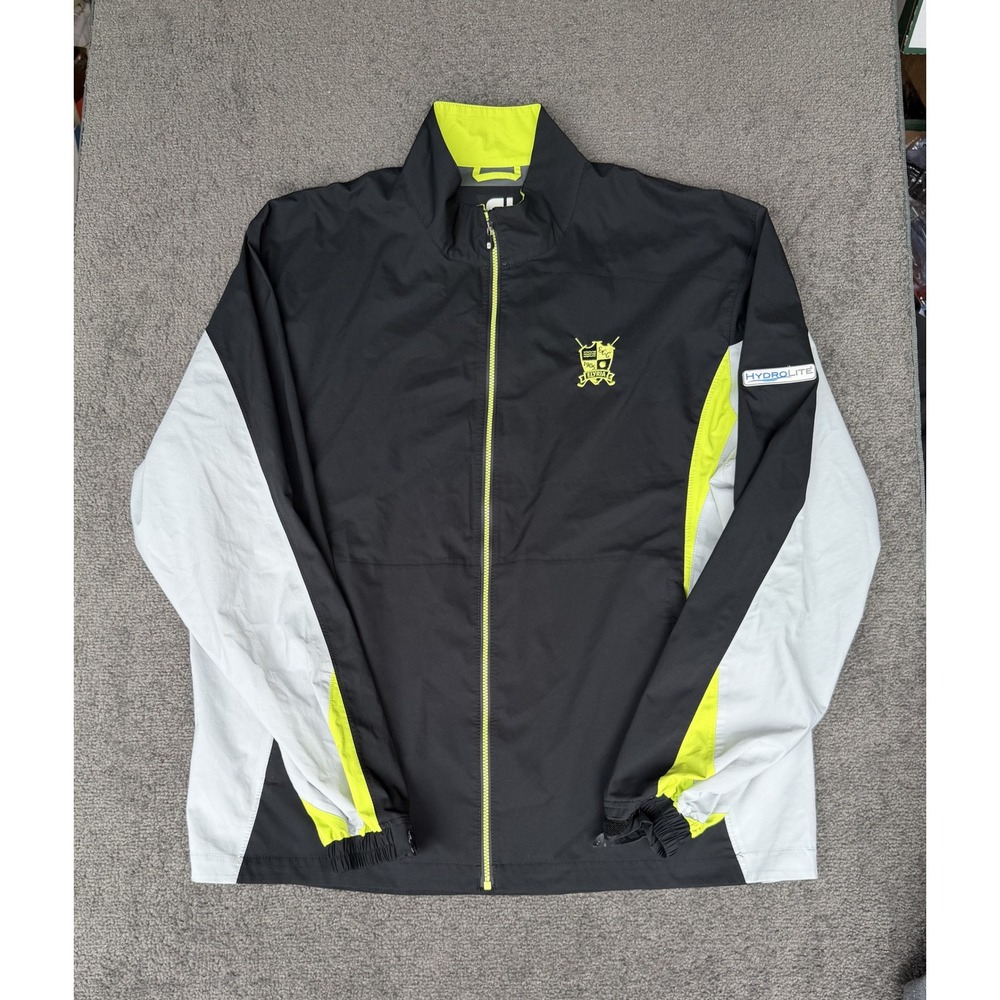 FootJoy DryJoys HydroLite Golf Rain Jacket XL Black Grey Lime Elyria CC Crest